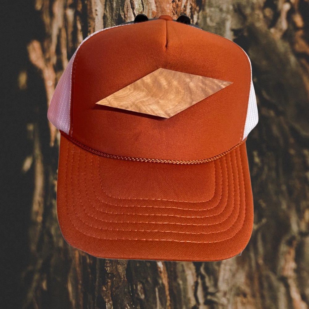 Orange and White Trucker Hat - Hard Wood Truckr’
